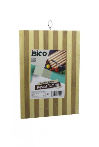 22 X 32 X 1.4CM BEYAZ ÇİZGİLİ AHŞAP BAMBU KESİM PANOSU - KESME TAHTASI METAL KULPLU (4940)