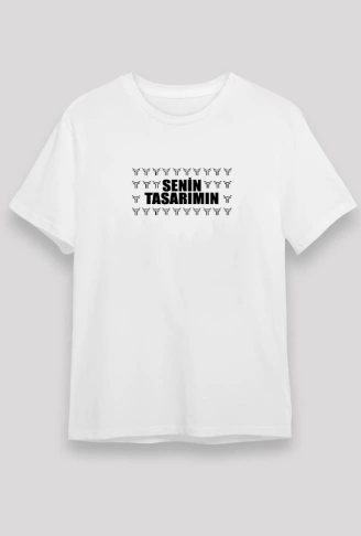 24/1 Düz Ön Sizin Tasarımınız Oversize T-shirt - Beyaz