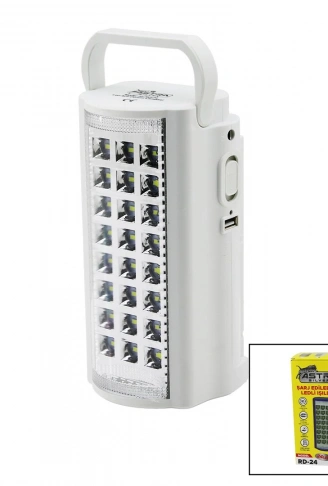 24 LEDFİŞ ŞARJLI - POWERBANKLEDLİ IŞILDAK LAMBA 6V 4.0AH AKÜTAŞIMA KULPLU RD-24 (4940)