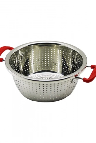 24CM PLASTİK KULPLU ÇELİK SEPET METAL SÜZGEÇ (4940)