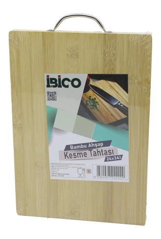 24X34 X 1.7CM LUX AHŞAP BAMBU KESİM PANOSU - KESME TAHTASI METAL KULPLU (4940)