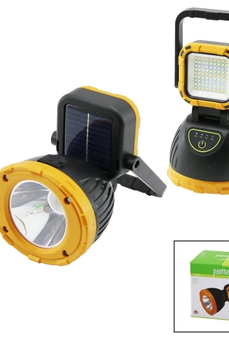 2İN 13W+81SMD LEDSOLAR - USB ŞARJLIEL FENERİ POWERBANK 180° AYAR FLAŞÖR 1200LM IŞIK AYARI PT-8411 (4940)