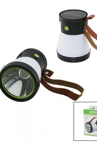2İN 15W+360°SMDEL FENERİ SOLAR- USB ŞARJ POWERBANK 500LM IŞIK AYARI FLAŞÖR SUNİ DERİ KULP PT-8151 (4940)