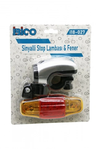 2İN1  BİSİKLET 5 LED FENER  -  SİNYALLİ STOP LAMBA   PİLLİ (4940)