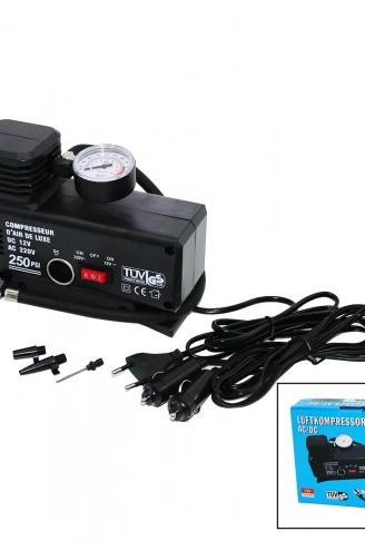 2IN1- FİŞLİ - OTO ÇAKMAKLIK TEK PİSTON KOMPRESÖR AC/DC - 12V-230V - 250PSI (4940)