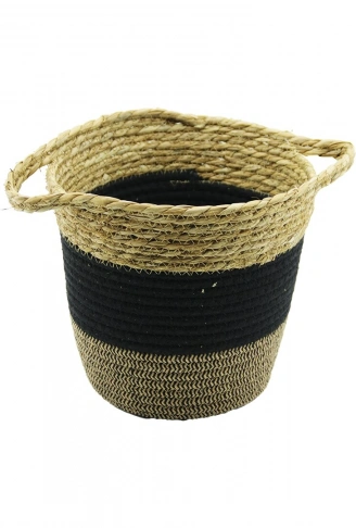 2IN1=İP ÖRGÜLÜ - HASIRÇİFT KULPLU SEPET - ORGANİZER Ç-TABAN:17CM--AĞIZ:24CM - Y: 22CM (4940)