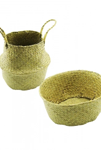 2IN1: KULPLU - KULPSUZ  HASIR ORGANİZER SEPET Ç: 33---25CMY:15-30CM (4940)