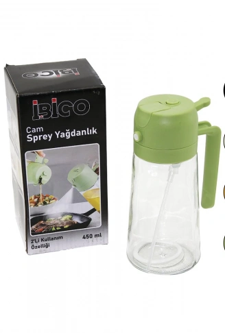 2İN1=SPREYLİ - AKITMALI CAM YAĞDANLIK 450ML KİLİTLİ KAPAKLI - SÜRAHİ MODELİ (4940)