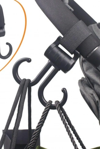 2li Bebek Arabasına Uyumlu Cırtlı  Eşya Taşıma Aparatı 360 Derece Dönebilen Plastik Kanca (4940)