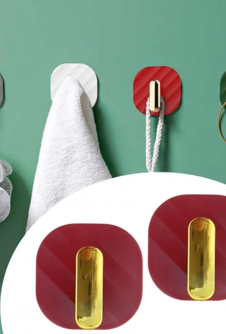 2li Yapışkanlı Retro Askılık Dolap Kapak Kulpu Kırmızı (4940)