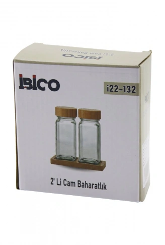 2PCS BAMBU KAPAKLI CAM TUZLUK - BİBERLİK - BAHARATLIK 120ML (4940)