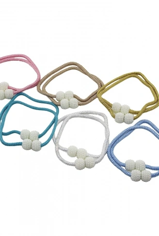 2PCS   BONCUK TOPLU - MIKNATISLI  RENKLİ PERDE İPİ (4940)