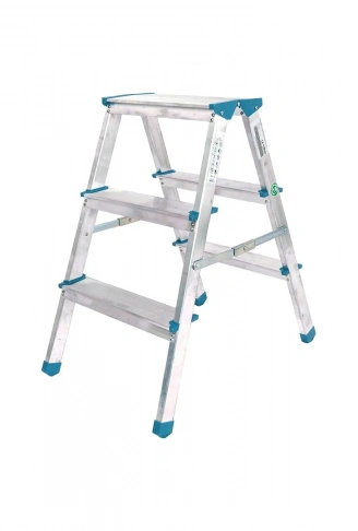3+3 ÇİFT BASAMAKLI ALÜMİNYUM METAL MERDİVEN YÜKSEKLİK = 69CM BAŞ GENİŞLİK = 8CM (4940)