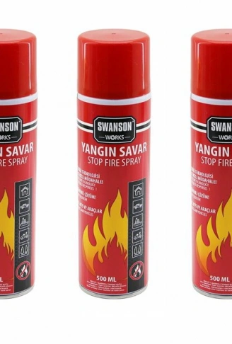 3 ADET YANGIN SÖNDÜRÜCÜ - YANGIN SAVAR SPREY 500ML + 500 ML + 500 ML  EV - OFİS - OTO ARAÇ   ATEŞ BOĞUCU KÖPÜK TABAKA OLUŞTURUR (4940)