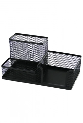 3 BÖLMELİ METAL SİYAH KALEMLİK - NOTLUK (4940)