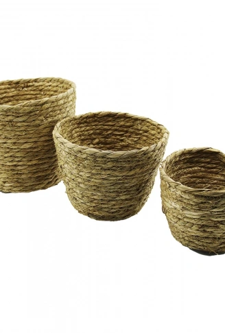 3 BOY YUVARLAK HASIR ORGANİZER SEPET Ç: 15-18-20CM - Y: 11-14-16CM (4940)