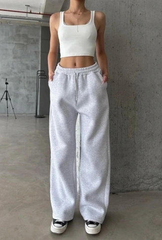 3 iplik şardonlu oversize eşofman gri