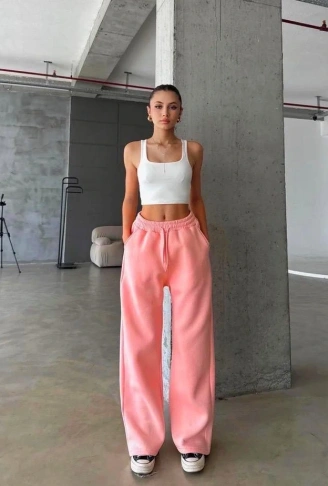 3 iplik şardonlu oversize eşofman somon