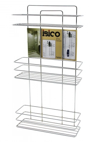 3 KATLI - DİKDÖRTGEN   KROM   METAL  BANYO KÖŞELİK - DUŞKABİN RAF - ŞAMPUANLIK (4940)