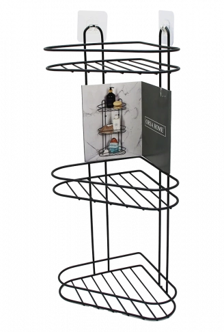 3 KATLI  SİYAH METAL KÖŞE RAFI (4940)
