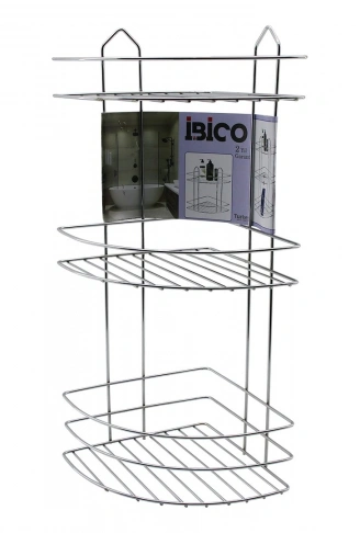 3 KATLI - ÜÇGEN   KROM   METAL  BANYO KÖŞELİK - DUŞKABİN RAF (4940)