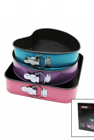 3 PARÇA  SET METAL KEK KALIP KELEPÇELİ KALP - KARE - YUVARLAK (4940)