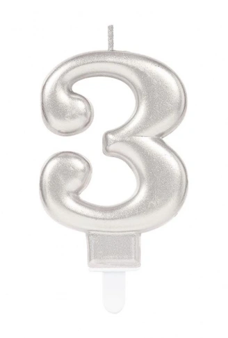 3 Rakam Mum Gümüş Renk (4940)