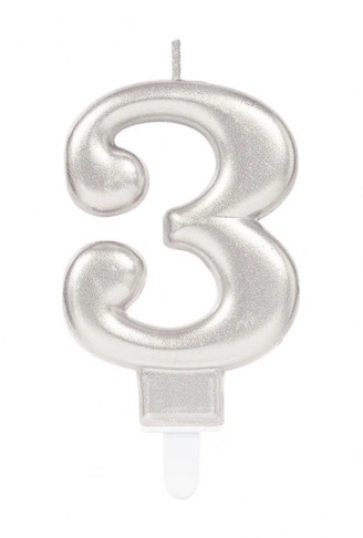 3 Rakam Mum Gümüş Renk (4940)