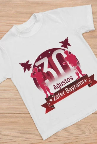 30 Ağustos Unisex Baskılı T-shirt - Beyaz