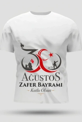 30 Ağustos Zafer Bayramı Baskılı Oversize Bisiklet Yaka T-shirt