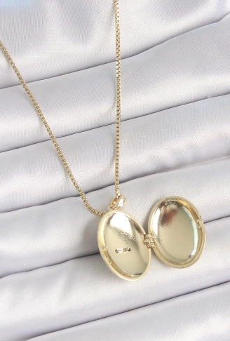 316L Çelik Gold Renk Zincir Zirkon Taşlı Anka Kuşu İşlemeli Açılır Model Kadın Kolye - Lisinya