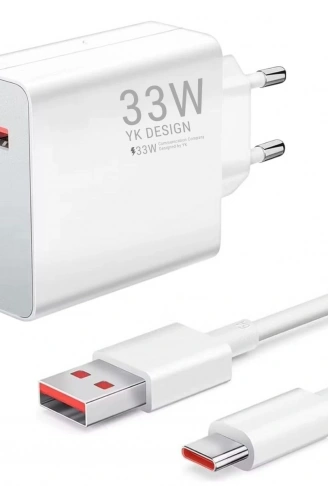 33W Hızlı Şarj Adaptörü – Type-C Kablolu, USB Çıkışlı, Akıllı Şarj Destekli Duvar Tipi Şarj Cihazı (4940)