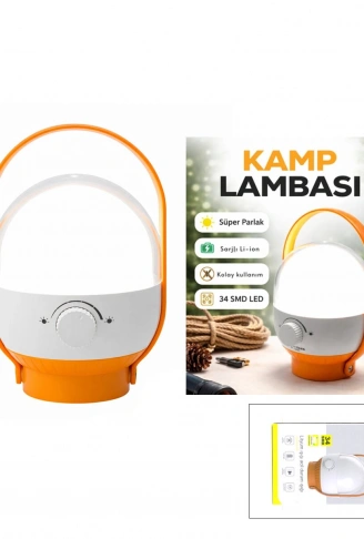 34 LED KAMP LAMBASI - FENER USB ŞARJLI AYARLANABİLİR IŞIK 4.8W - 2400mAh ST-5661 (4940)