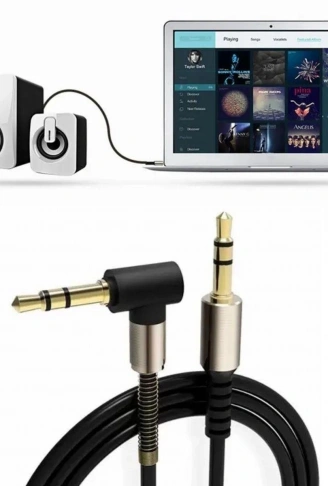 3.5mm AUX Kablosu Jak Erkek Erkek L Tipi 1 Metre Ses Aktarım Kablosu (4940)