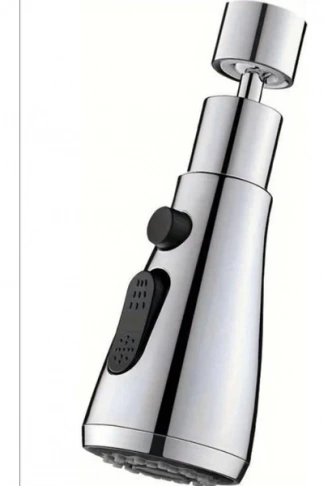 360 DERECE DÖNEBİLEN- 3 MOD  KROM YAĞMUR PÜSKÜRTME BORULU KUBAR MUSLUK UCU  (4940)