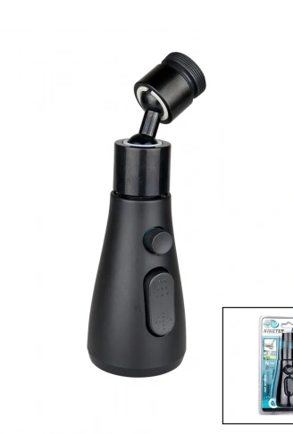 360 DERECE DÖNEBİLEN- 3 MOD  SİYAH YAĞMUR PÜSKÜRTME BORULU KUBAR MUSLUK UCU KTX-3289 (4940)