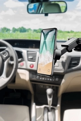 360 Derece Dönen Torpido Üstü Uzunluk Ayarlamalı Vantuzlu Teleskopik Araç Telefon Tutucu ( Lisinya )