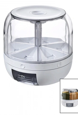 360° DÖNEBİLEN GIDA ORGANİZERİ 6 BÖLMELİ - 6KG. OTOMATİK DÜĞME MUSLUK (4940)