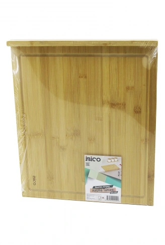 38X45CM AHŞAP BAMBU KESİM PANOSU - KESME TAHTASI TEZGAH ÜSTÜ  KANALLI - KENAR DESTEKLİ (4940)