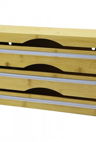 3IN1  AHŞAP BAMBU STREÇLİK FOLYOLUK  KESİCİ BIÇAK KANALLI   22X34CM (4940)