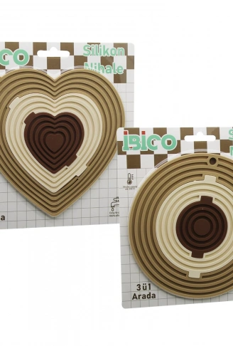 3İN1= BÜTÜN - 3 BOYA AYRILIR   SİLİKON  MAT - NİHALE  KALPLİ=7.7-12.5-19CM   YUVARLAK=7-12.5-19.5CM (4940)