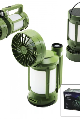 3İN1=FAN - 2-FENER SOLAR - USB ŞARJ VANTİLATÖR - KAMP LAMBA FENER:10W+5WFAN=90 DERECE OYNAR BAŞ- TEK KADEME PT-576 (4940)