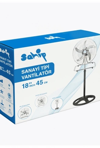 3İN1 KULLANIM 18 İNÇ 45 CM SANAYİ TİPİ AYAKLI VANTİLATÖR 5-METAL PERVANE 3-KADEME HIZ 75WY:150CM FAN (4940)