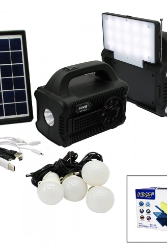 3IN1 - SOLAR 2İN1 SABİT+OYNAR BAŞLI EL FENERİ - RADYO - MP3 BLUETOOTH - USB/ TF PORT - 4 PARÇA  AMPUL KABLOLU - POWERBANK (4940)