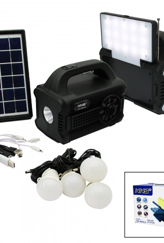 3IN1 - SOLAR 2İN1 SABİT+OYNAR BAŞLI EL FENERİ - RADYO - MP3 BLUETOOTH - USB/ TF PORT - 4 PARÇA  AMPUL KABLOLU - POWERBANK (4940)