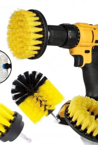 3lü Matkap Ucu Banyo Küvet Duşakabin Araba Tekerliği Koltuk Yıkama Temizleme Fırçası Seti (4940)