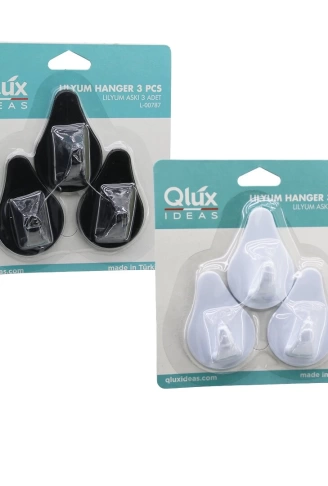 3PCS LILYUM ASKI  SİYAH - BEYAZ PLASTİK   YAPIŞKANLI MONTAJ (4940)