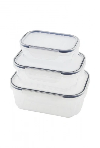 3PCS QUİCK SIZDIRMAZ SAKLAMA KABI SETİ ŞEFFAF KAP - BUĞULU-CONTALI KAPAK  500-1000-1700ML (4940)