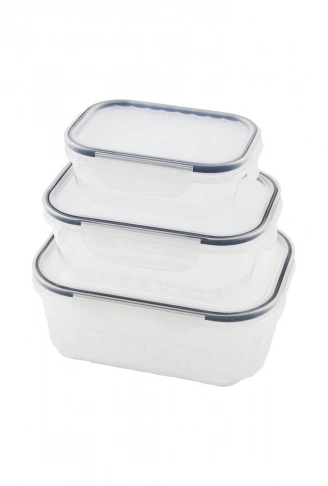 3PCS QUİCK SIZDIRMAZ SAKLAMA KABI SETİ ŞEFFAF KAP - BUĞULU-CONTALI KAPAK  500-1000-1700ML (4940)