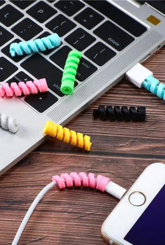 4&#39;lü Apple, Android Şaj Kablosu Koruyucu Silikon Spiral Yay Aparat (4940)